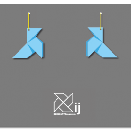 Pendientes pajarita, modelo ORIGAMI (color azul)