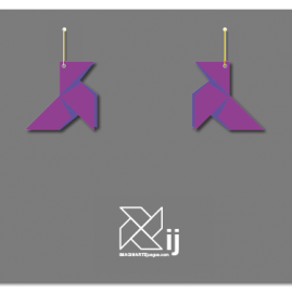 Pendientes pajarita, modelo ORIGAMI (color violeta)