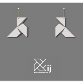 Pendientes pajarita, modelo ORIGAMI (color blanco)